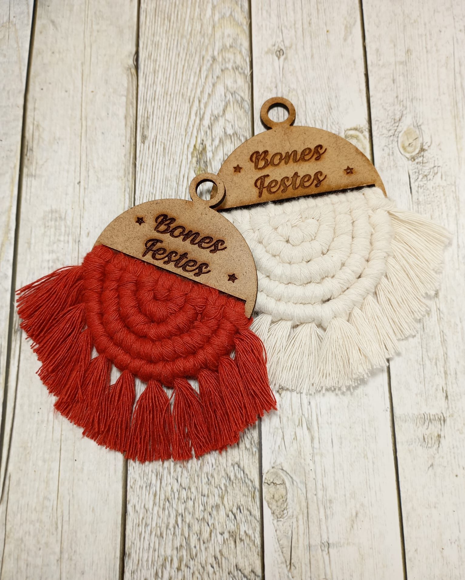 Bola Bon Nadal o Bones Festes amb macramé